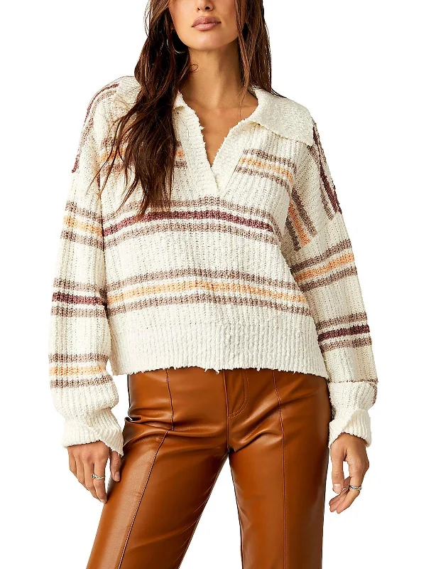 Empire Waist Women's Alpaca Wool Sweater Dresses in Earthy TonesWomens Collared Striped Pullover Sweater