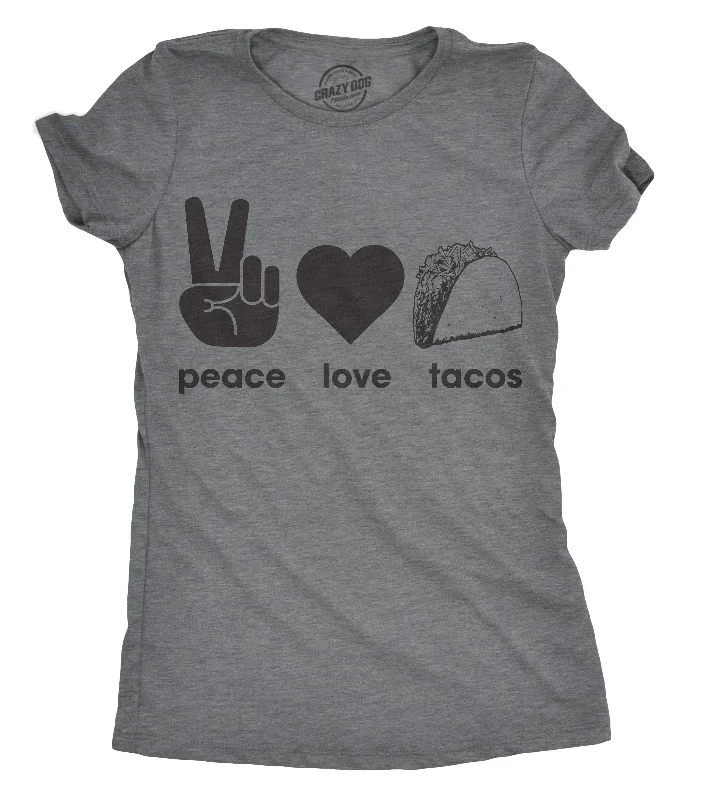 Long Sleeve Women T Shirt for Cooler WeatherPeace Love Tacos Women's T Shirt