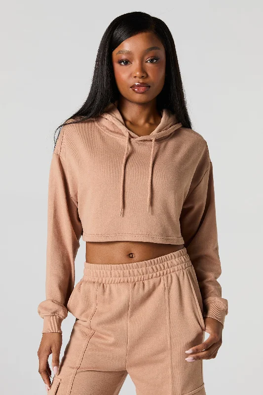 Women's pullover hoodie with a side slit for a modern and relaxed fitDrawstring Cropped Hoodie Women's pullover hoodie with a side slit for a modern and relaxed fitDrawstring Cropped Hoodie
