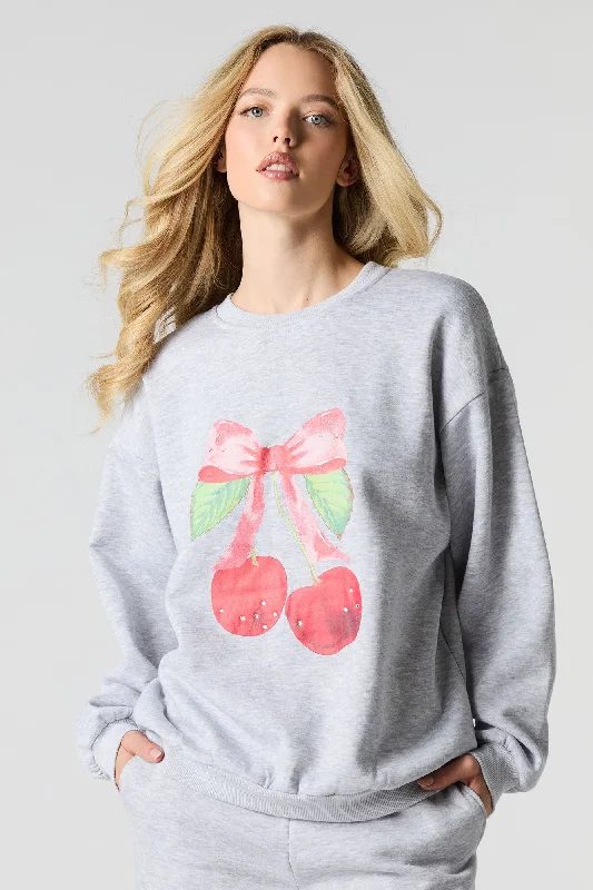Women's hoodie with a glittery print for a glamorous and sparkly appearanceOversized Cutesy Graphic Rhinestone Fleece Sweatshirt Women's hoodie with a glittery print for a glamorous and sparkly appearanceOversized Cutesy Graphic Rhinestone Fleece Sweatshirt