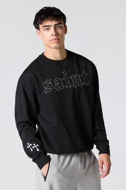 Women's long - sleeve cropped sweatshirt with ribbed cuffs for a snug fitEmbroidered Fleece Sweatshirt Women's long - sleeve cropped sweatshirt with ribbed cuffs for a snug fitEmbroidered Fleece Sweatshirt