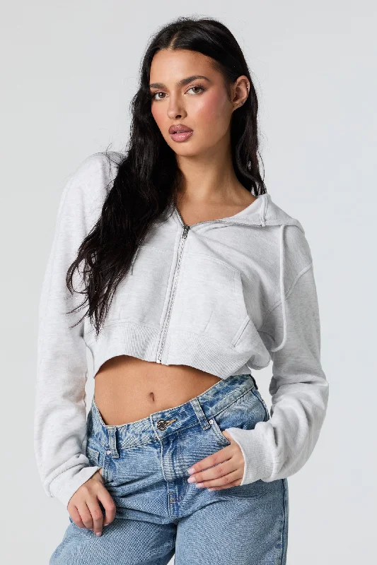 Women's fleece - lined hoodie with thumbholes for warmth in winterSoft Fleece Zip-Up Cropped Hoodie Women's fleece - lined hoodie with thumbholes for warmth in winterSoft Fleece Zip-Up Cropped Hoodie