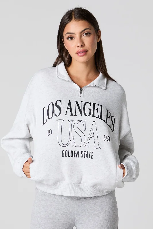Women's graphic - printed sweatshirt featuring floral patterns for a feminine touchCity Graphic Quarter Zip Sweatshirt Women's graphic - printed sweatshirt featuring floral patterns for a feminine touchCity Graphic Quarter Zip Sweatshirt
