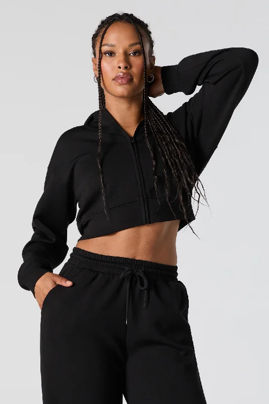 Women's fleece - lined hoodie with thumbholes for warmth in winterActive Zip-Up Cropped Fleece Hoodie Women's fleece - lined hoodie with thumbholes for warmth in winterActive Zip-Up Cropped Fleece Hoodie