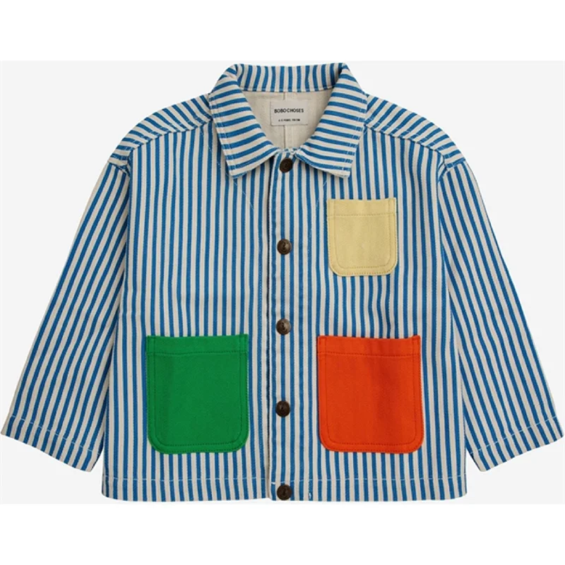 Women's denim jackets with distressed details for a casual and edgy lookBobo Choses Striped Color Block Denim Jacket Blue Women's denim jackets with distressed details for a casual and edgy lookBobo Choses Striped Color Block Denim Jacket Blue