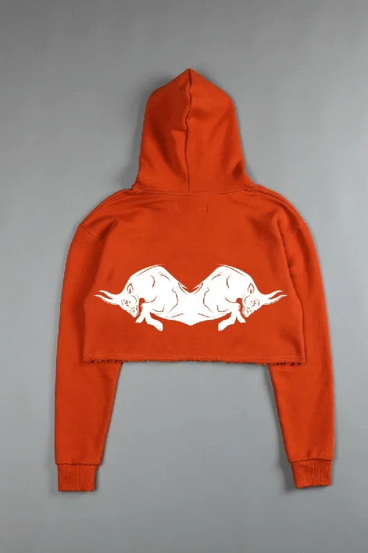 Women's crew - neck sweatshirt in a heather gray shade for a classic and versatile optionWILD BULL (CROPPED) HOODIE IN ORANGE Women's crew - neck sweatshirt in a heather gray shade for a classic and versatile optionWILD BULL (CROPPED) HOODIE IN ORANGE