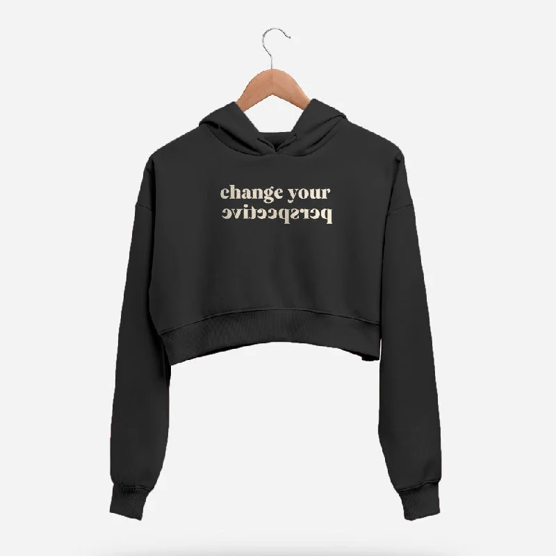 Women's cropped sweatshirt with a lace - trimmed hem for a romantic lookChange Your Perspective Crop Hoodie