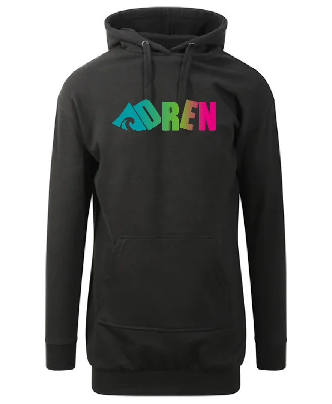 Women's zip - front sweatshirt with contrast stitching for a sporty aestheticAdren Skittle Logo Hoodie Dress Women's zip - front sweatshirt with contrast stitching for a sporty aestheticAdren Skittle Logo Hoodie Dress