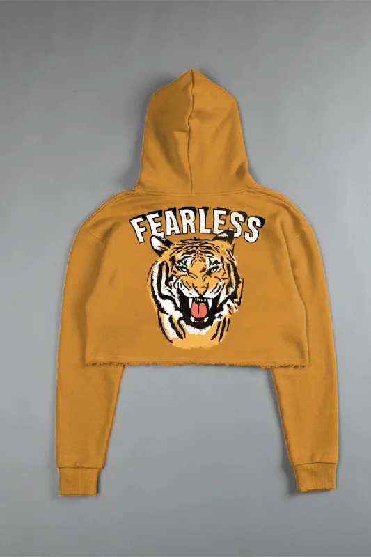 Women's zip - up sweatshirt in pastel blue for a soft and stylish outfitFEARLESS ROAR (CROPPED) HOODIE IN MUSTARD Women's zip - up sweatshirt in pastel blue for a soft and stylish outfitFEARLESS ROAR (CROPPED) HOODIE IN MUSTARD