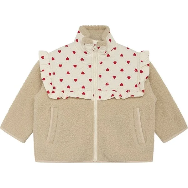 Women's shearling - lined suede jackets for ultimate warmth and luxuryFlöss Alva Fleece Jacket Heart Print/Sand Women's shearling - lined suede jackets for ultimate warmth and luxuryFlöss Alva Fleece Jacket Heart Print/Sand