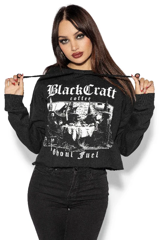 Women's oversized cropped hoodie with drawstrings for a trendy lookGhoul Fuel - Women's Cropped Hoodie Women's oversized cropped hoodie with drawstrings for a trendy lookGhoul Fuel - Women's Cropped Hoodie