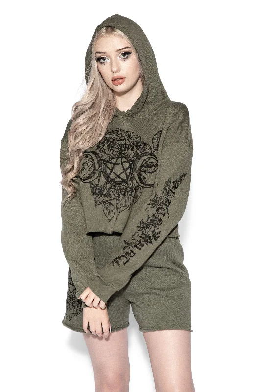 Women's cropped sweatshirt with a slogan graphic for a fun and expressive lookHedge Witch - Women's Cropped Hoodie Women's cropped sweatshirt with a slogan graphic for a fun and expressive lookHedge Witch - Women's Cropped Hoodie