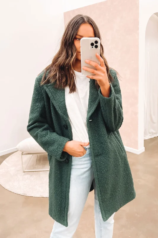 Women's long - length wool blend jackets for a warm and stylish winter lookHenderson Teddy Coat Green Women's long - length wool blend jackets for a warm and stylish winter lookHenderson Teddy Coat Green