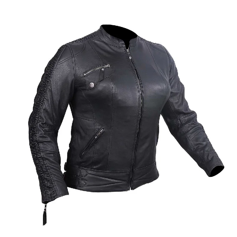 HML633 Ladies Premium Leather Jacket with Leather Scrunch Sides