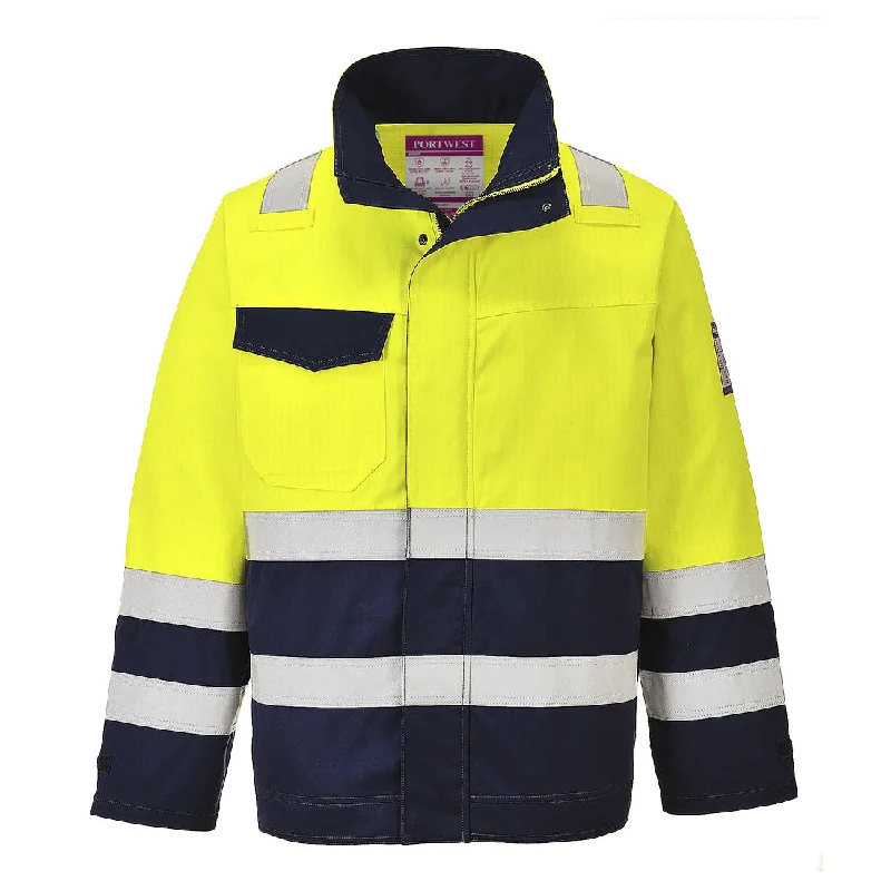 Women's trench coats with a removable belt for customizable stylingPortwest Hi Vis Modaflame Jacket (Yellow/Navy) MV25 Women's trench coats with a removable belt for customizable stylingPortwest Hi Vis Modaflame Jacket (Yellow/Navy) MV25