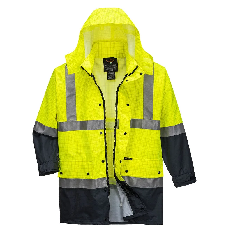 Women's bomber jackets with a holographic finish for a futuristic and eye - catching lookPortwest MacKay Anti-Static Outer Shell Jacket (Yellow/Navy) MJ370 Women's bomber jackets with a holographic finish for a futuristic and eye - catching lookPortwest MacKay Anti-Static Outer Shell Jacket (Yellow/Navy) MJ370
