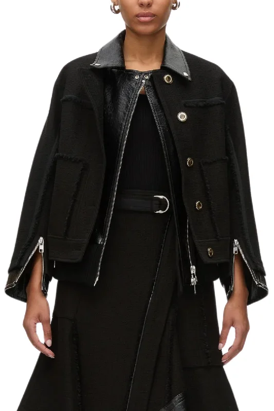 Women's bomber jackets with a holographic finish for a futuristic and eye - catching lookHybrid Tweed Moto Jacket Women's bomber jackets with a holographic finish for a futuristic and eye - catching lookHybrid Tweed Moto Jacket