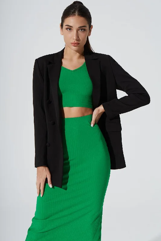 Women's color - block hoodie combining bold hues for a fashion - forward statementJeslyn Blazer - Black Women's color - block hoodie combining bold hues for a fashion - forward statementJeslyn Blazer - Black