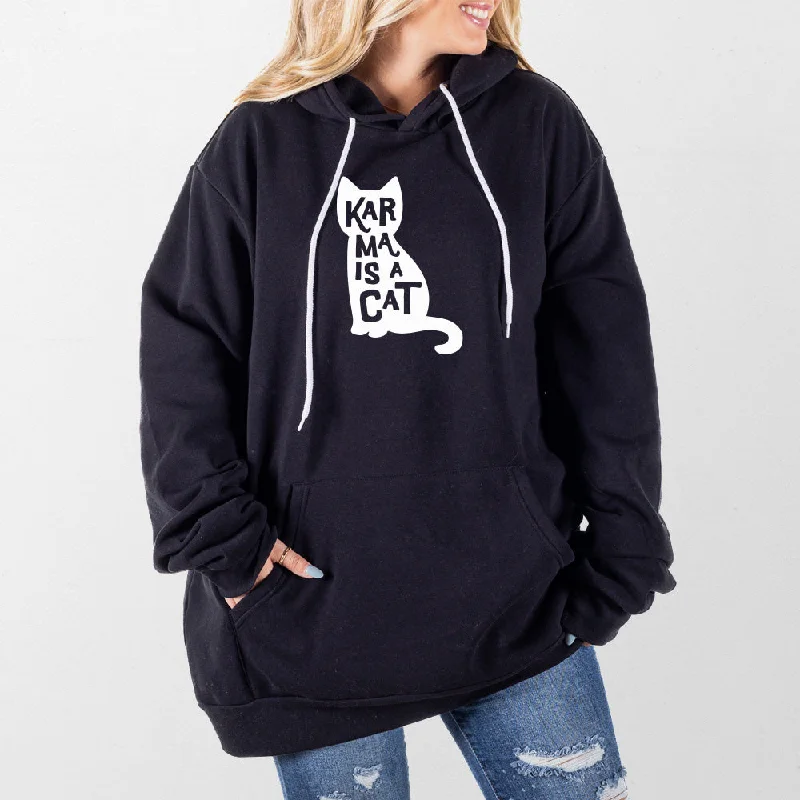 Women's color - block hoodie combining bold hues for a fashion - forward statementKarma is a Cat Giant Hoodie Women's color - block hoodie combining bold hues for a fashion - forward statementKarma is a Cat Giant Hoodie