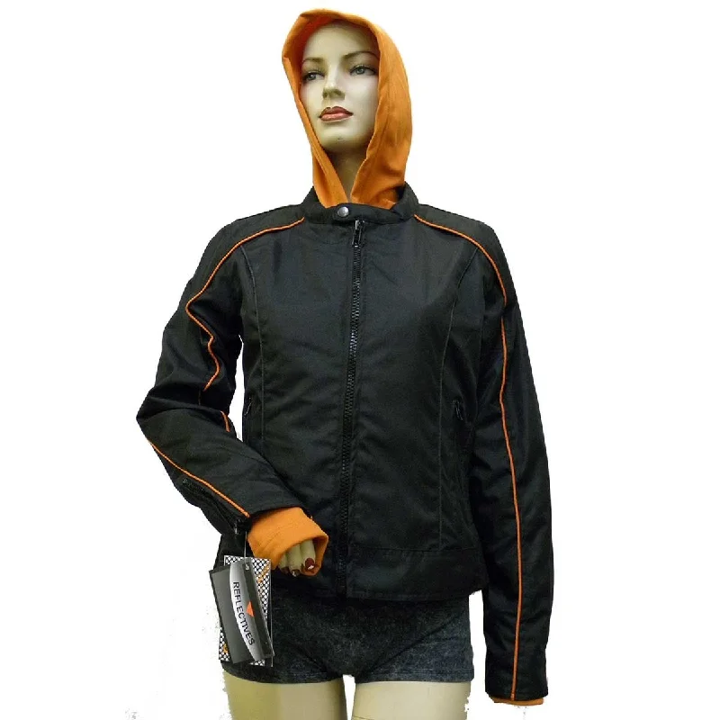 Women's cropped leather jackets with silver zippers for a punk - inspired outfitVL1585 Ladies Textile Jacket with Embroidered Wings on Back Women's cropped leather jackets with silver zippers for a punk - inspired outfitVL1585 Ladies Textile Jacket with Embroidered Wings on Back