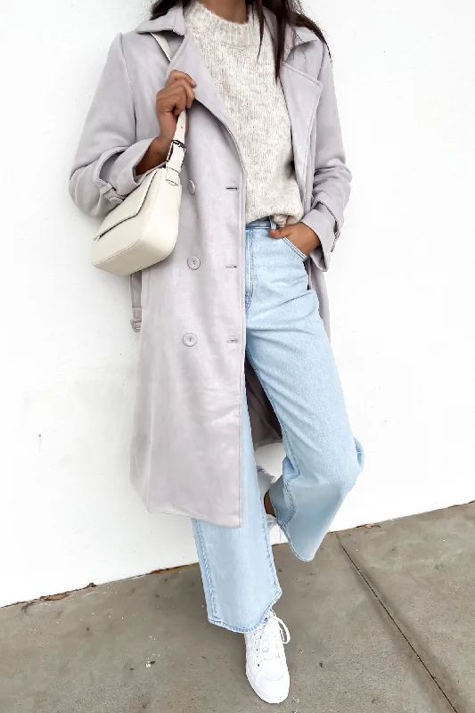 Women's double - breasted tweed jackets in classic colors for a sophisticated office lookLauren Trench Grey Women's double - breasted tweed jackets in classic colors for a sophisticated office lookLauren Trench Grey