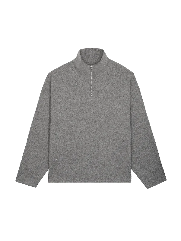 Men's Recycled Wool Jersey Half-Zip Sweater—volcanic grey