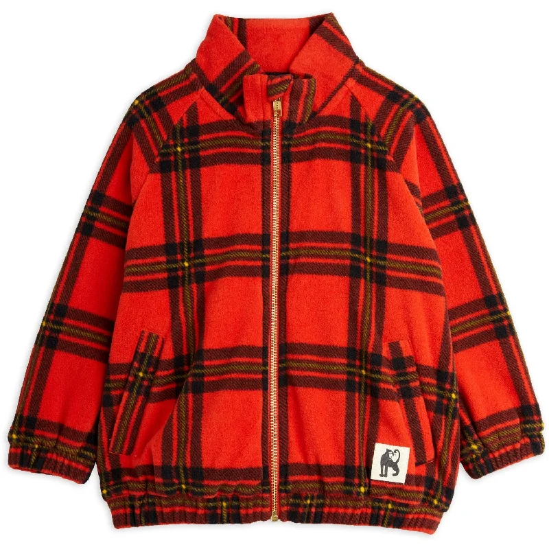 Women's cropped leather jackets with a fringe detail for a western - inspired outfitMini Rodini Red Check Aop Fleece Jacket Women's cropped leather jackets with a fringe detail for a western - inspired outfitMini Rodini Red Check Aop Fleece Jacket