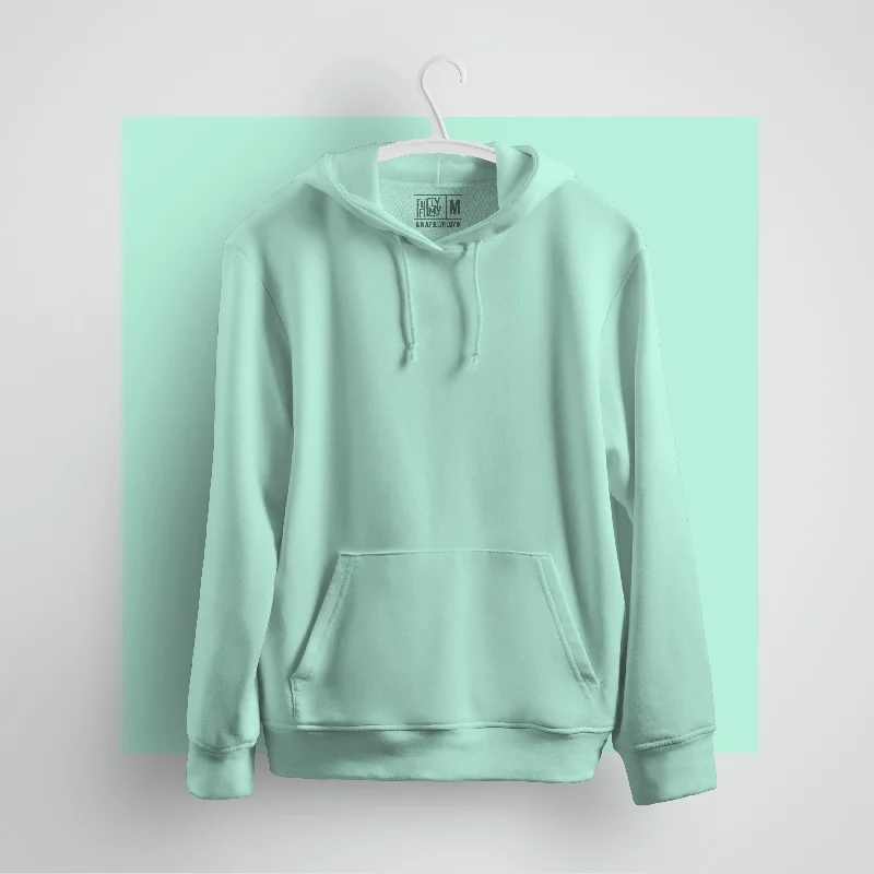 Women's pullover hoodie with a side slit for a modern and relaxed fitMint Blue Hoodie - Fully Solid Women's pullover hoodie with a side slit for a modern and relaxed fitMint Blue Hoodie - Fully Solid