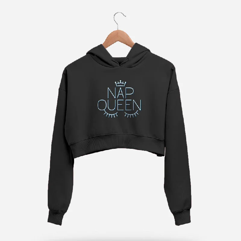 Women's pullover hoodie with a side slit for a modern and relaxed fitNap Queen Crop Hoodie Women's pullover hoodie with a side slit for a modern and relaxed fitNap Queen Crop Hoodie