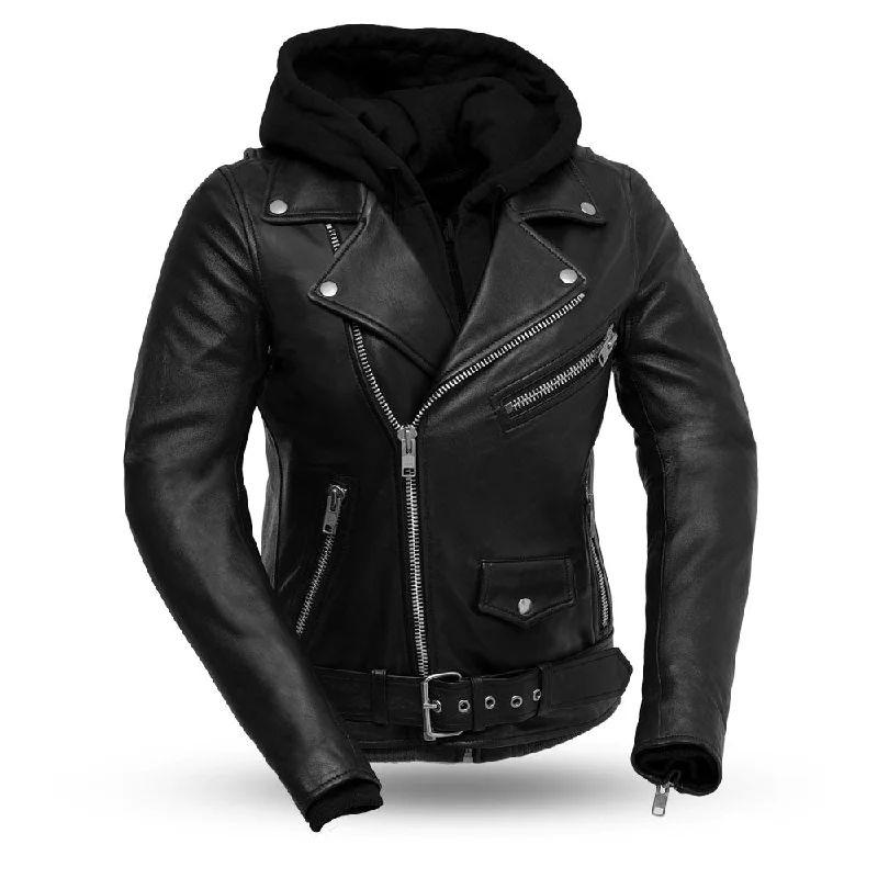 Women's windbreaker jackets with adjustable hoods for windy daysRACE UP Motorcycle Leather Jacket (Removable Hood) Women's windbreaker jackets with adjustable hoods for windy daysRACE UP Motorcycle Leather Jacket (Removable Hood)