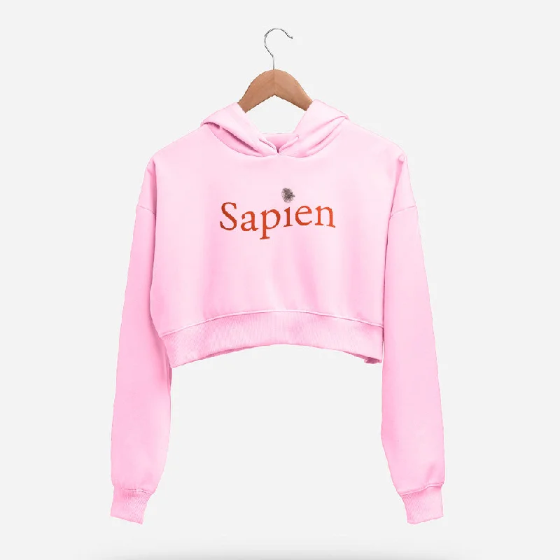 Women's hoodie with a kangaroo pocket and a pom - pom drawstring for added charmSapien Crop Hoodie Women's hoodie with a kangaroo pocket and a pom - pom drawstring for added charmSapien Crop Hoodie