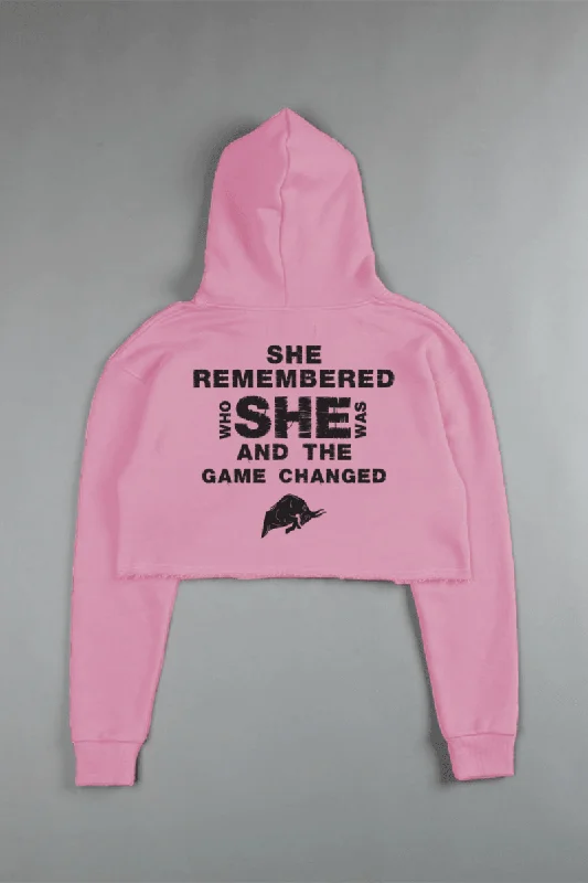 Women's tie - dye hoodie in bright colors for a retro and eye - catching styleShe Remembered Who She Was (CROPPED) HOODIE Women's tie - dye hoodie in bright colors for a retro and eye - catching styleShe Remembered Who She Was (CROPPED) HOODIE