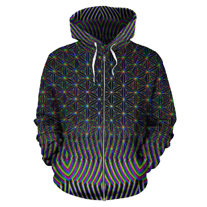 Women's cropped sweatshirt with a lace - trimmed hem for a romantic lookStarflow Zipper Hoodie