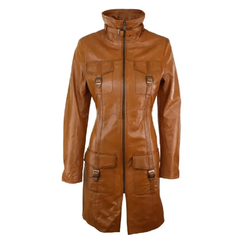 Women's cropped leather jackets with silver zippers for a punk - inspired outfitTan Brown Real Leather Coat For Ladies Women's cropped leather jackets with silver zippers for a punk - inspired outfitTan Brown Real Leather Coat For Ladies