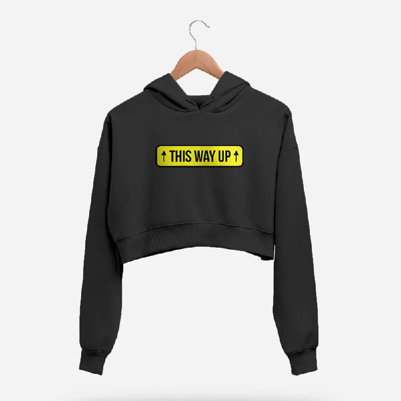 Women's zip - front sweatshirt with contrast stitching for a sporty aestheticThis Way Up Crop Hoodie Women's zip - front sweatshirt with contrast stitching for a sporty aestheticThis Way Up Crop Hoodie