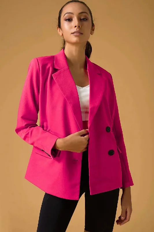 Women's zip - front sweatshirt with contrast stitching for a sporty aestheticTifan Blazer - Pink Coral Women's zip - front sweatshirt with contrast stitching for a sporty aestheticTifan Blazer - Pink Coral