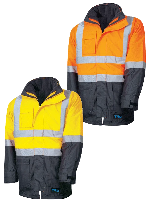 Women's bomber jackets with a holographic finish for a futuristic and eye - catching lookTru Workwear Hi Vis 2 Tone 6 in 1 Jacket c/w Reflective Tape TJ2920T6 Women's bomber jackets with a holographic finish for a futuristic and eye - catching lookTru Workwear Hi Vis 2 Tone 6 in 1 Jacket c/w Reflective Tape TJ2920T6
