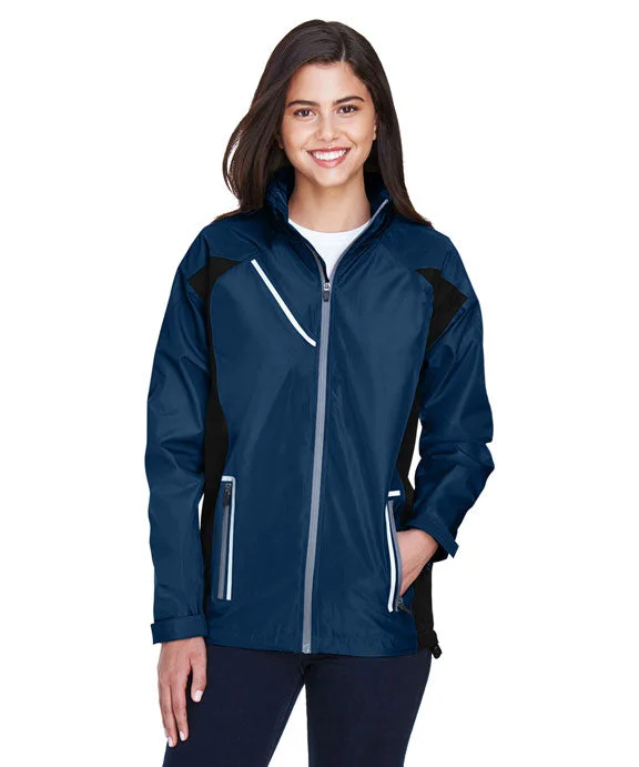 Women's zip - front sweatshirt with contrast stitching for a sporty aestheticTT86W - Team 365 Ladies Dominator Waterproof Jacket | Sport Dark Navy Women's zip - front sweatshirt with contrast stitching for a sporty aestheticTT86W - Team 365 Ladies Dominator Waterproof Jacket | Sport Dark Navy