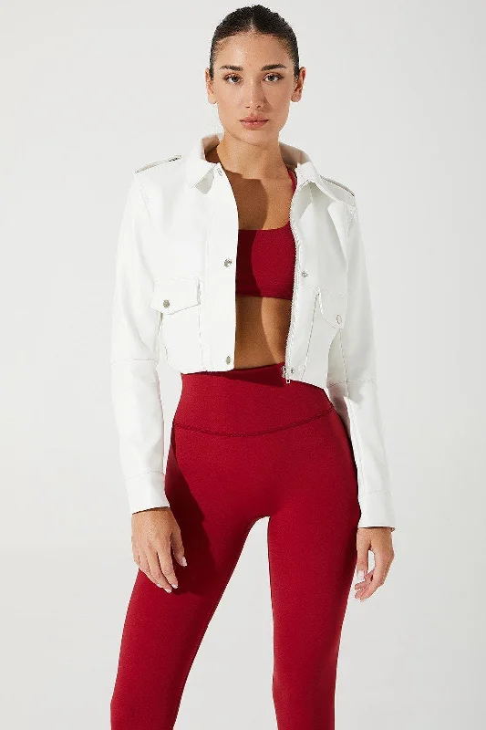 Women's sherpa - lined hoodie for extreme cold weather outdoor activitiesUrban Rebel Jacket - White