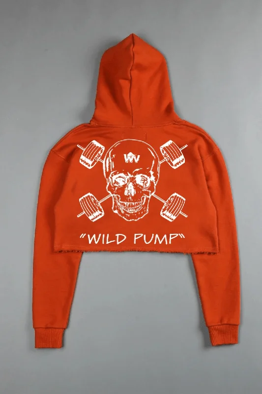 Women's sherpa - lined hoodie for extreme cold weather outdoor activitiesWILD PUMP (CROPPED) HOODIE IN ORANGE Women's sherpa - lined hoodie for extreme cold weather outdoor activitiesWILD PUMP (CROPPED) HOODIE IN ORANGE
