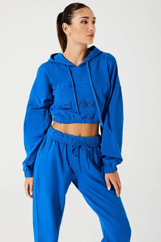 Women's cropped sweatshirt with a lace - trimmed hem for a romantic lookWomen's Hoodie Croptop - Atlantis Women's cropped sweatshirt with a lace - trimmed hem for a romantic lookWomen's Hoodie Croptop - Atlantis