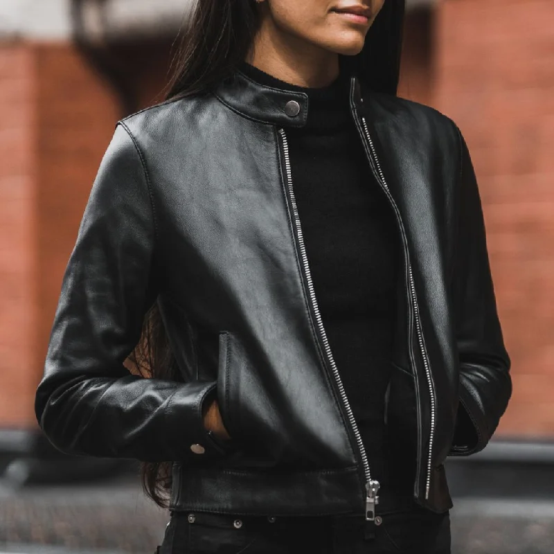 Women's denim jackets with a patchwork design for a bohemian and artsy styleRacer Jacket | Black Women's denim jackets with a patchwork design for a bohemian and artsy styleRacer Jacket | Black