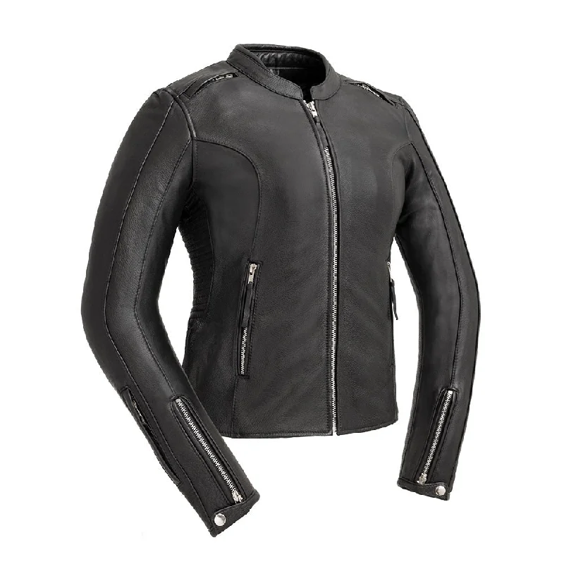 Women's waterproof rain jackets in bright yellow for high - visibility outdoor activitiesCyclone - Women's Motorcycle Leather Jacket Women's waterproof rain jackets in bright yellow for high - visibility outdoor activitiesCyclone - Women's Motorcycle Leather Jacket