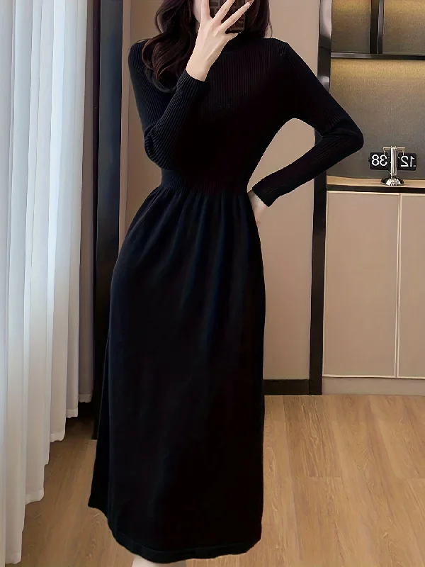 Empire Waist Women Dress to Accentuate the Bust and Conceal the Waist Empire Waist Women Dress to Accentuate the Bust and Conceal the Waist Sixsr Solid Long Sleeve Knit Dress, Elegant Mock Neck A-line Dress For Fall & Winter, Women's Clothing Empire Waist Women Dress to Accentuate the Bust and Conceal the Waist Empire Waist Women Dress to Accentuate the Bust and Conceal the Waist Sixsr Solid Long Sleeve Knit Dress, Elegant Mock Neck A-line Dress For Fall & Winter, Women's Clothing