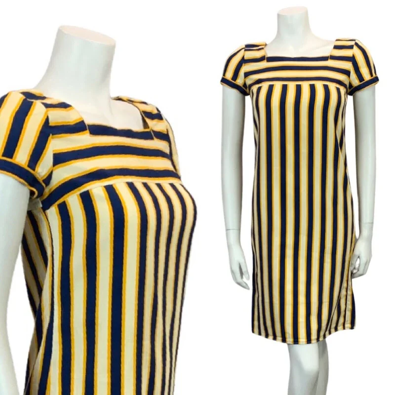 Wrap - Style Women Dress with Adjustable Fit for All Body Types Wrap - Style Women Dress with Adjustable Fit for All Body Types VINTAGE 60s 70s NAVY BLUE YELLOW CREAM STRIPED MINI DRESS 8 Wrap - Style Women Dress with Adjustable Fit for All Body Types Wrap - Style Women Dress with Adjustable Fit for All Body Types VINTAGE 60s 70s NAVY BLUE YELLOW CREAM STRIPED MINI DRESS 8