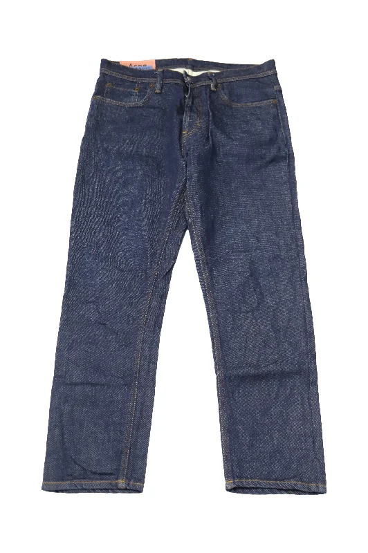 Women's pleated office pants Dark - wash women jeans for a sophisticated and slimming effect Acne Studios Slim Tapered Jeans in Indigo Blue Cotton Women's pleated office pants Dark - wash women jeans for a sophisticated and slimming effect Acne Studios Slim Tapered Jeans in Indigo Blue Cotton