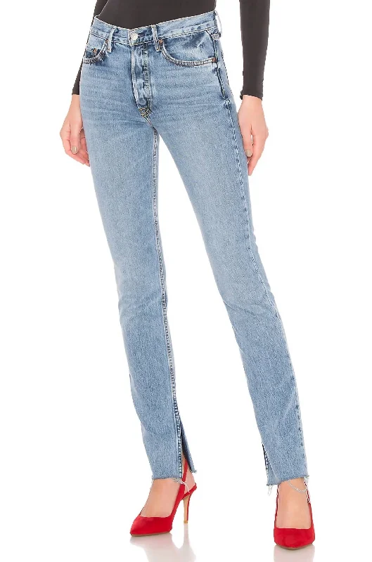 Women's drawstring athletic pants High - rise flare women jeans for a 70s - inspired look Addison High Rise Split Hem Rigid Button Fly Jeans In Blue Women's drawstring athletic pants High - rise flare women jeans for a 70s - inspired look Addison High Rise Split Hem Rigid Button Fly Jeans In Blue