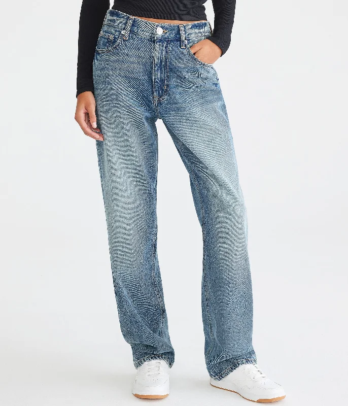 Women's pants with reflective strips Acid - wash women jeans with a retro finish Aeropostale High-Rise Baggy Jean Women's pants with reflective strips Acid - wash women jeans with a retro finish Aeropostale High-Rise Baggy Jean