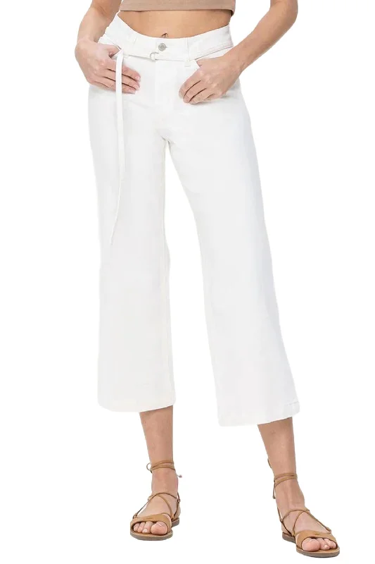 Women's denim shorts - style pants Light - wash women jeans for a fresh and summery appearance High Rise Crop Wide Leg Jean In Creamy White Women's denim shorts - style pants Light - wash women jeans for a fresh and summery appearance High Rise Crop Wide Leg Jean In Creamy White