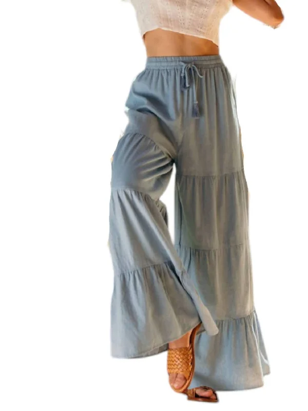 Women's polka - dot dressy pants Distressed women jeans for a trendy and edgy look High Waist Boho Flair Denim Pants In Light Blue Women's polka - dot dressy pants Distressed women jeans for a trendy and edgy look High Waist Boho Flair Denim Pants In Light Blue